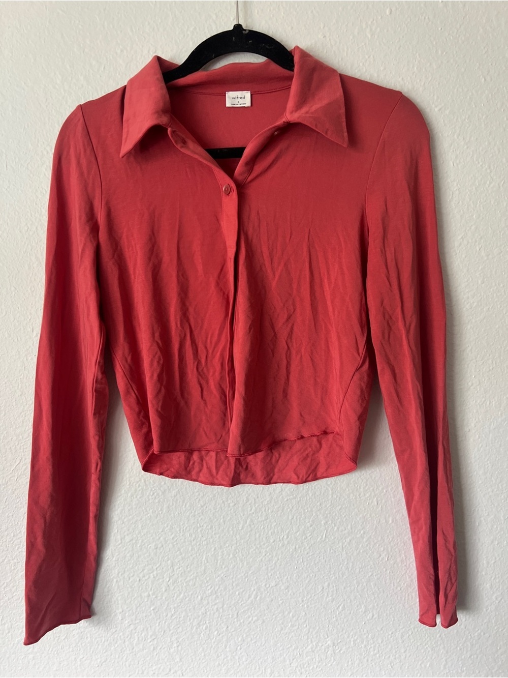 Aritzia Wilfred Pose Waist Long Sleeve Cropped Blouse Small